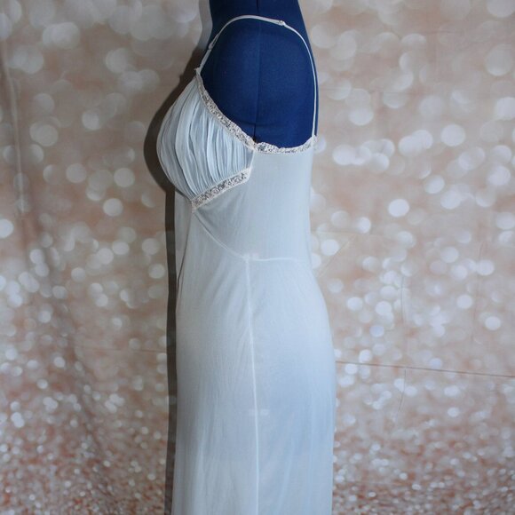Vtg 50s Vanity Fair Powder Blue Chiffon Pleated Top & Hemline Dress Slip Size 32 - Picture 6 of 13